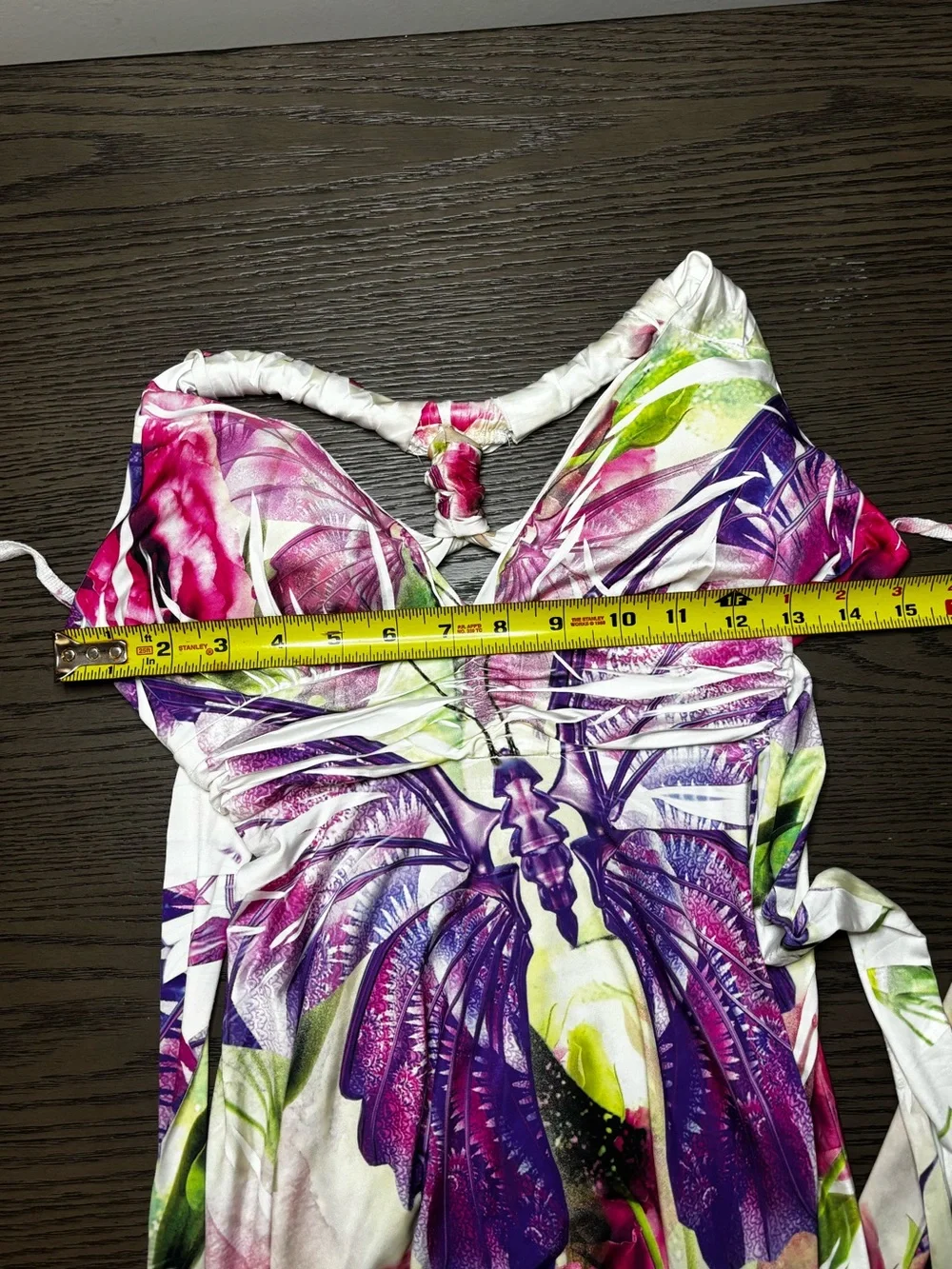 Vintage Y2K Kisses & Hugs Butterfly Floral Halter Handkerchief Dress Size S USA